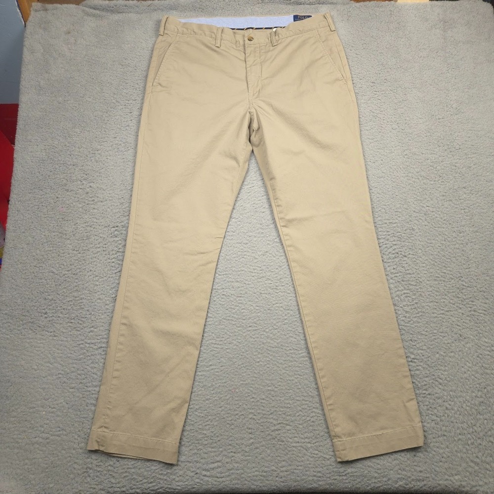 Polo Ralph Lauren Stretch Straight Fit Khaki Chino Pants 36x33 Cotton